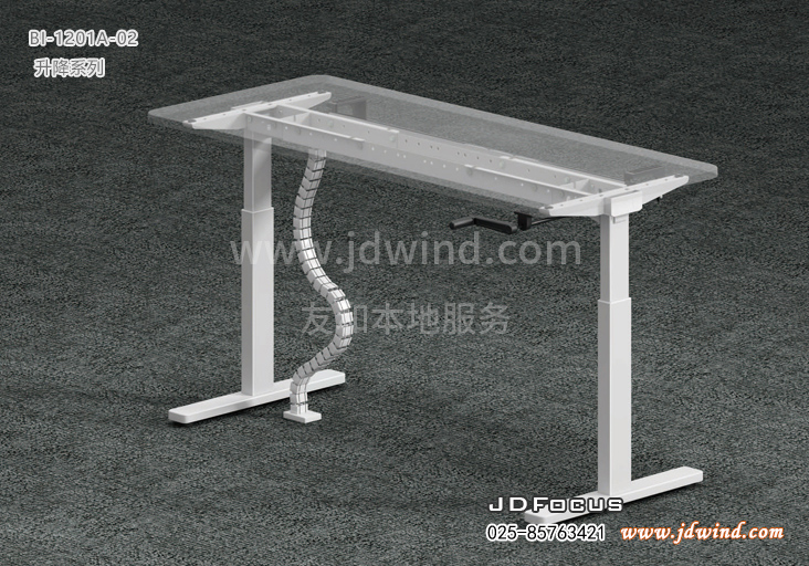 南京升降办公桌BI-1201A白色钢架图